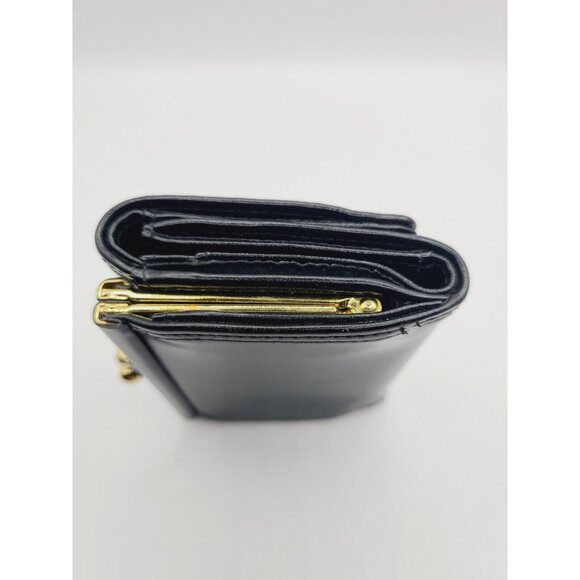 Liz Claiborne Wallet Black Women's Small Fold Out Faux Leather Kiss Lock - Picture 7 of 10